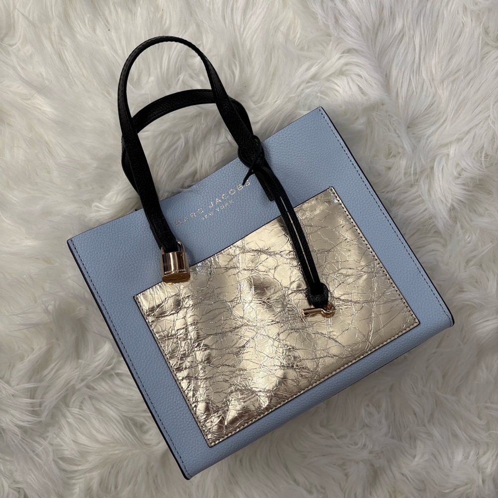 Marc Jacobs Light Blue and Gold Tote Bag
